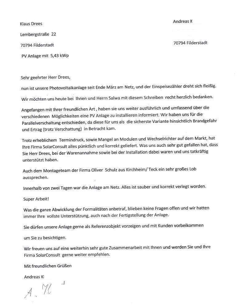 Drees Solarconsult Referenz  Filderstadt